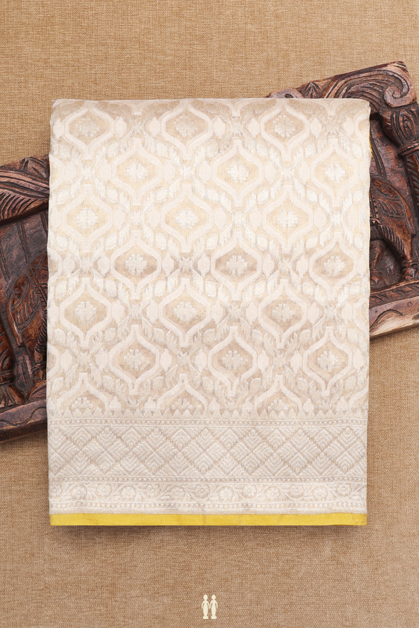 Kora Banarasi Silk Saree In Tan With Ogee Design