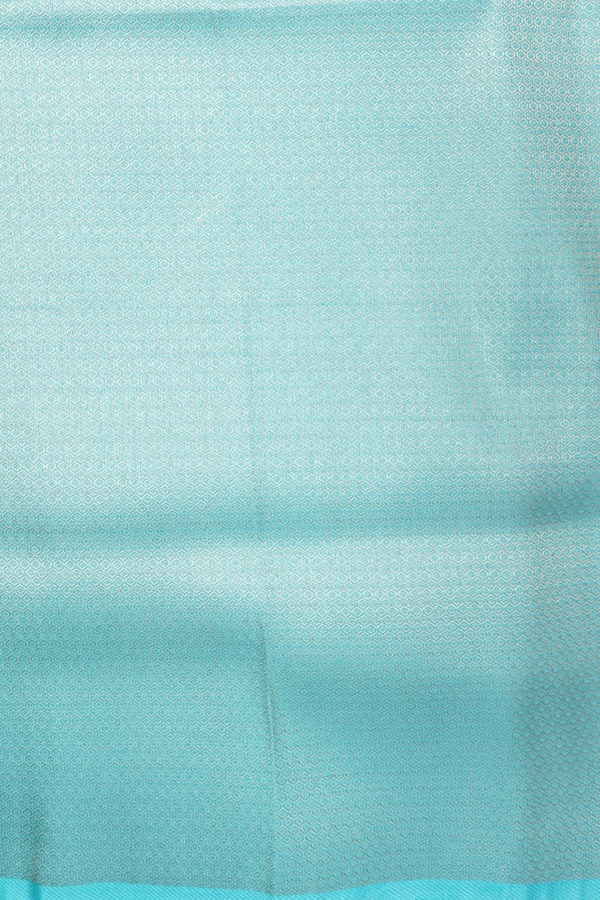 Banarasi Silk Saree In Turquoise Blue With Floral Design