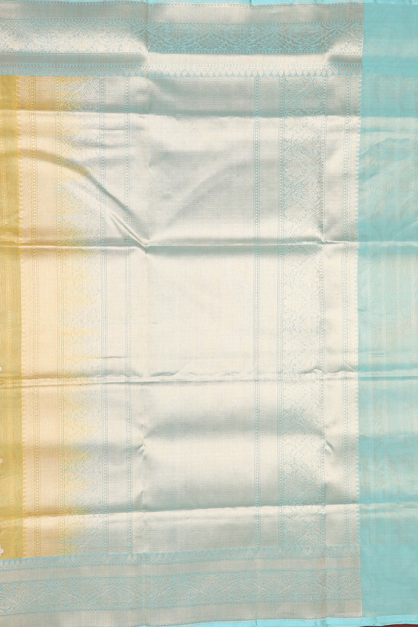 Kora Banarasi Silk Saree In Yellow Tissue With Floral Buttas