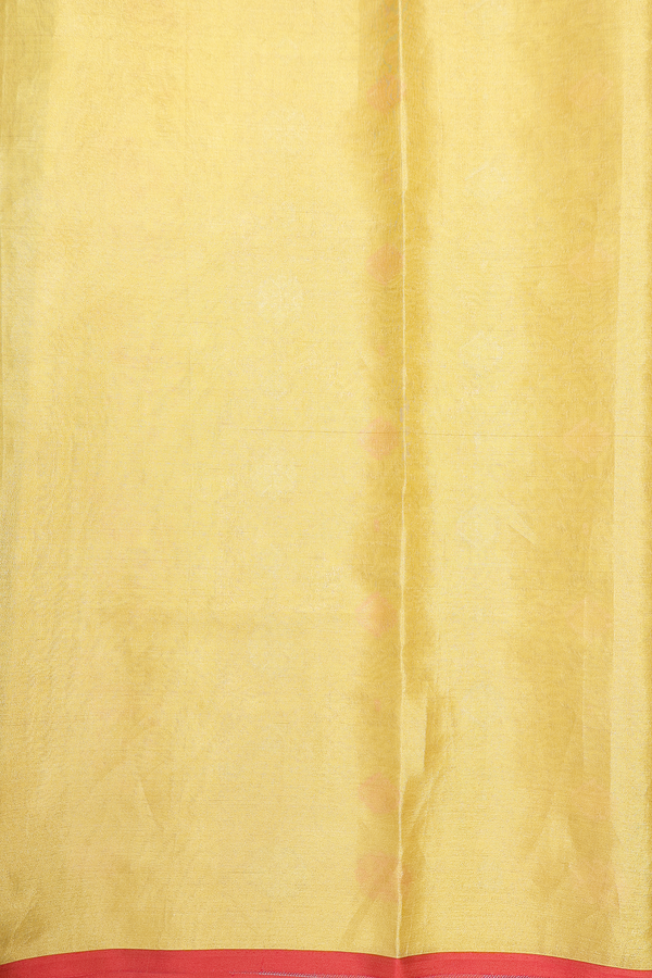 Kora Banarasi Silk Saree In Yellow Tissue With Floral Design