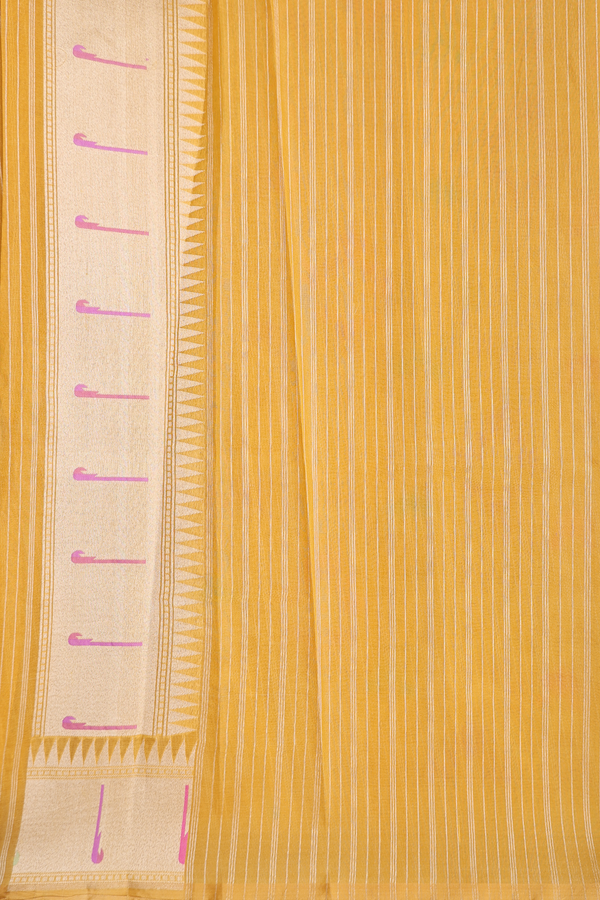 Kora Banarasi Silk Saree In Yellow With Allover Design