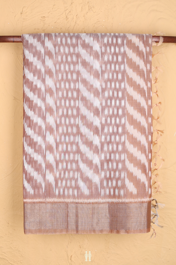 Kora Silk Cotton Saree In Shades Of Brown With Allover Design