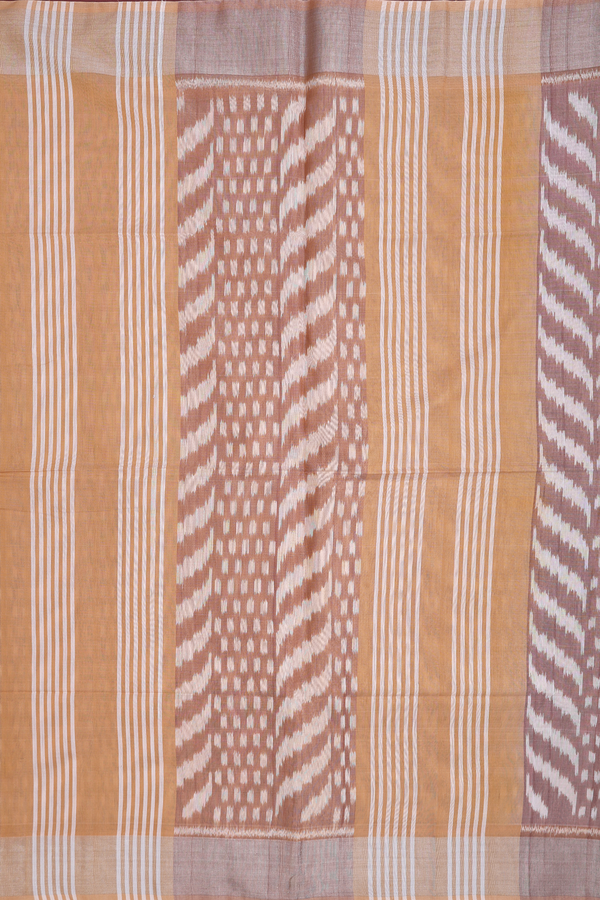 Kora Silk Cotton Saree In Shades Of Brown With Allover Design