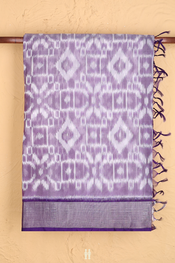 Kora Silk Cotton Saree In Purple With Printed Design