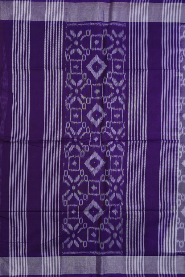 Kora Silk Cotton Saree In Purple With Printed Design