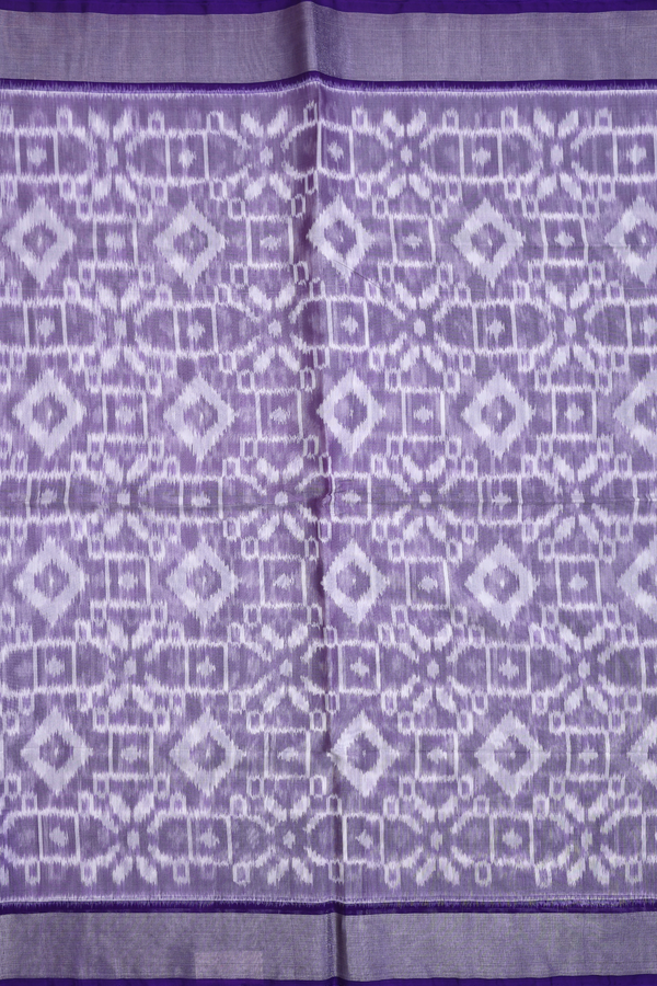 Kora Silk Cotton Saree In Purple With Printed Design