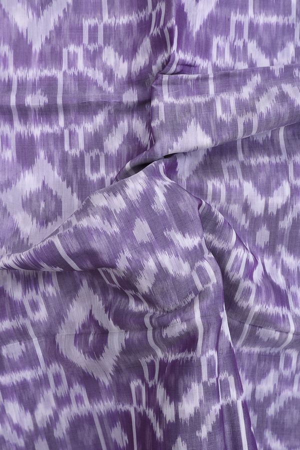 Kora Silk Cotton Saree In Purple With Printed Design