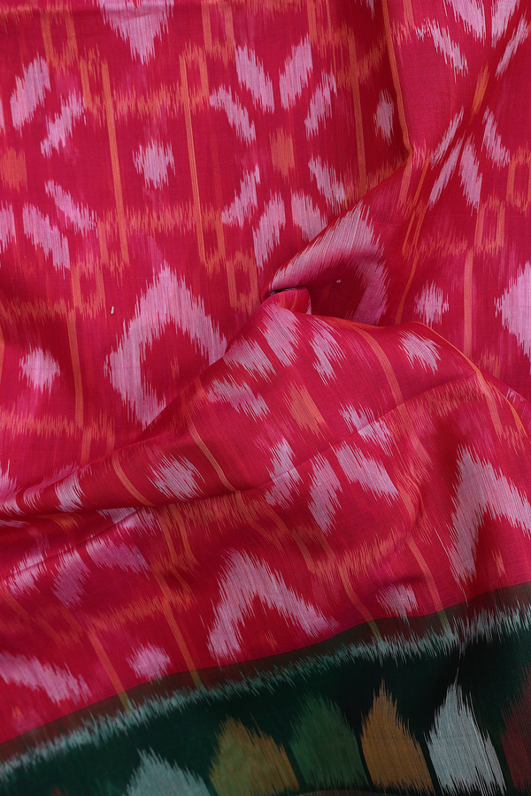 Kora Silk Cotton Saree In Rani Pink With Allover Design