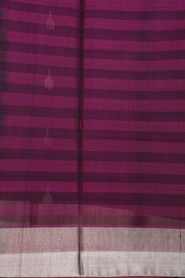 Kora Silk Cotton Saree In Berry Purple With Floral Buttas
