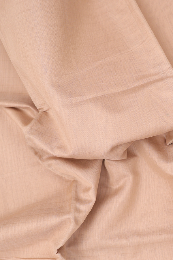 Kora Silk Cotton Saree In Biscuit Color With Paisley Border