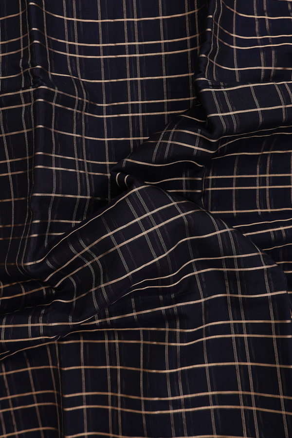 Kora Silk Cotton Saree In Black With Checks Design