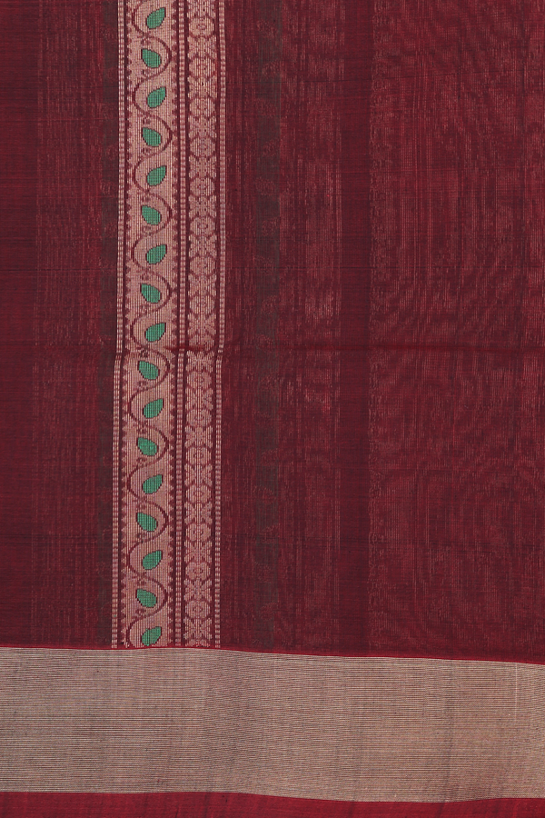 Kora Silk Cotton Saree In Black With Floral Buttas