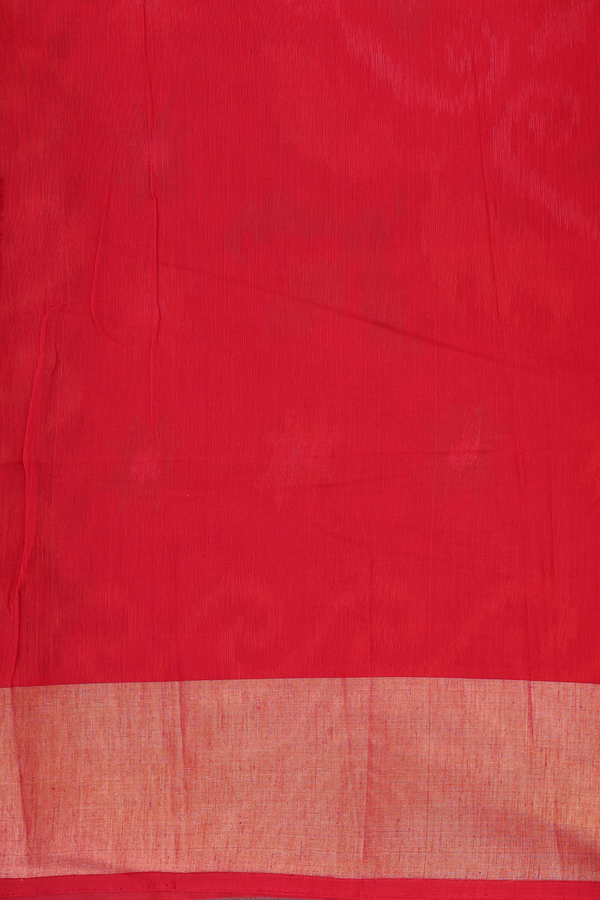 Kora Silk Cotton Saree In Black With Ikat Design