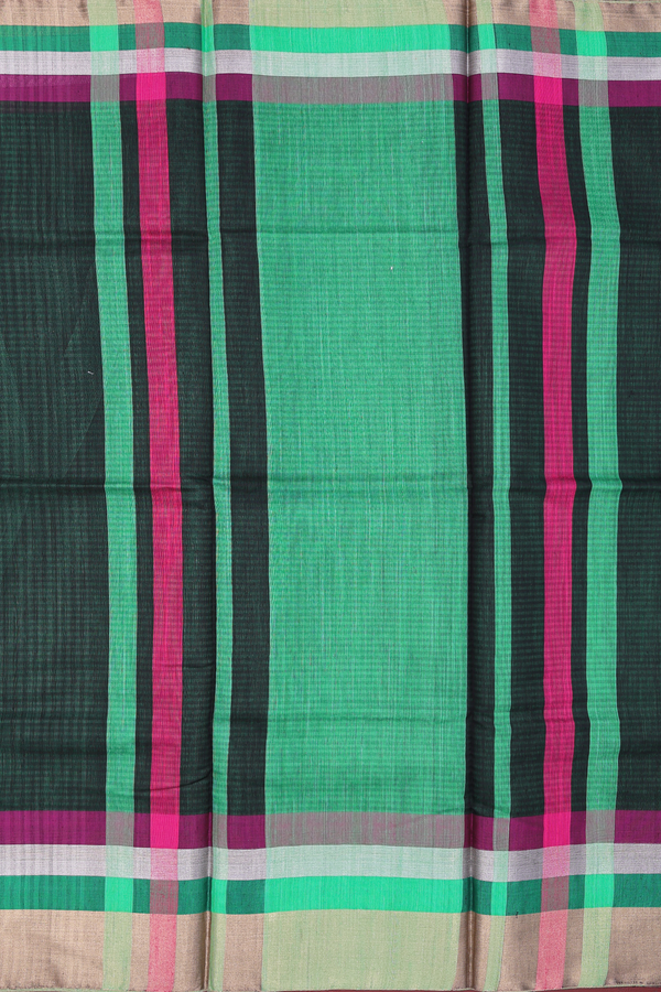 Kora Silk Cotton Saree In Black With Self Checks Design