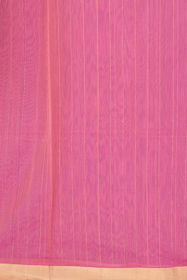 Kora Silk Cotton Saree In Blue With Stripes Design
