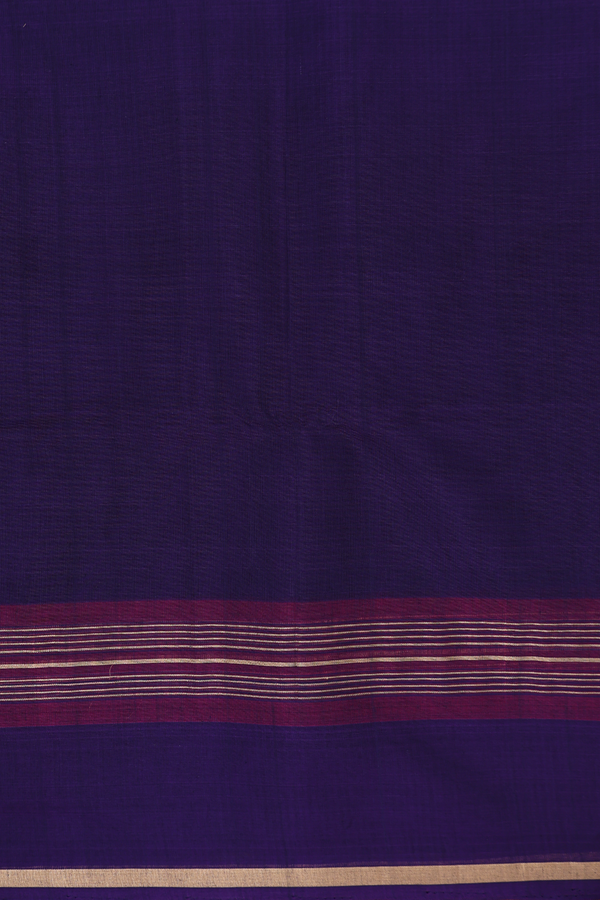 Kora Silk Cotton Saree In Bluish Purple With Diamond Buttas