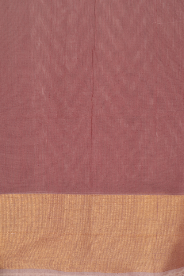 Kora Silk Cotton Saree In Brown With Chevron Design