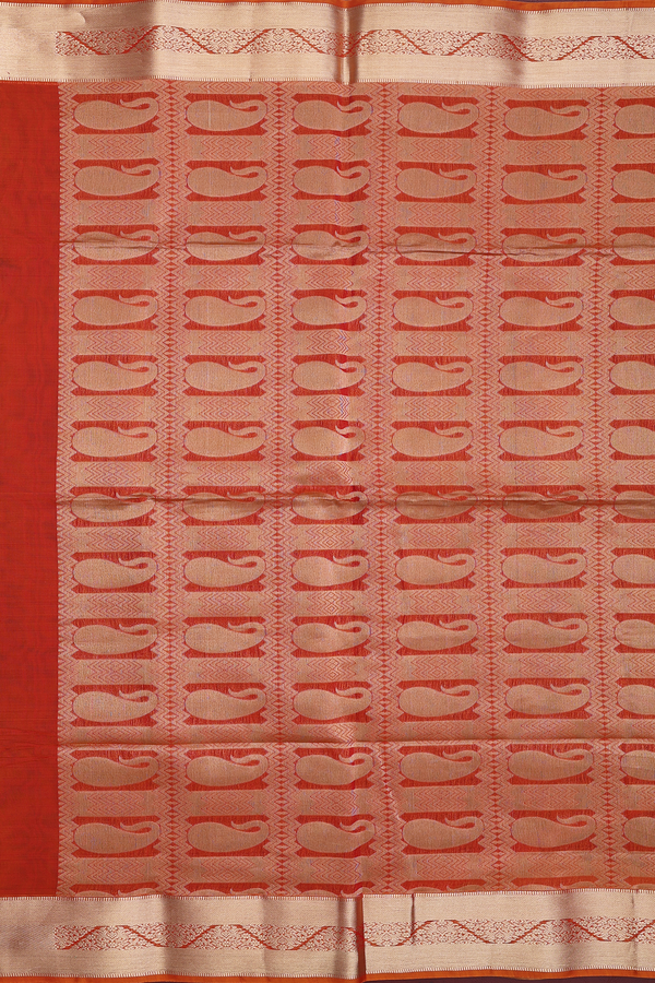 Kora Silk Cotton Saree In Capri Blue With Floral Buttas