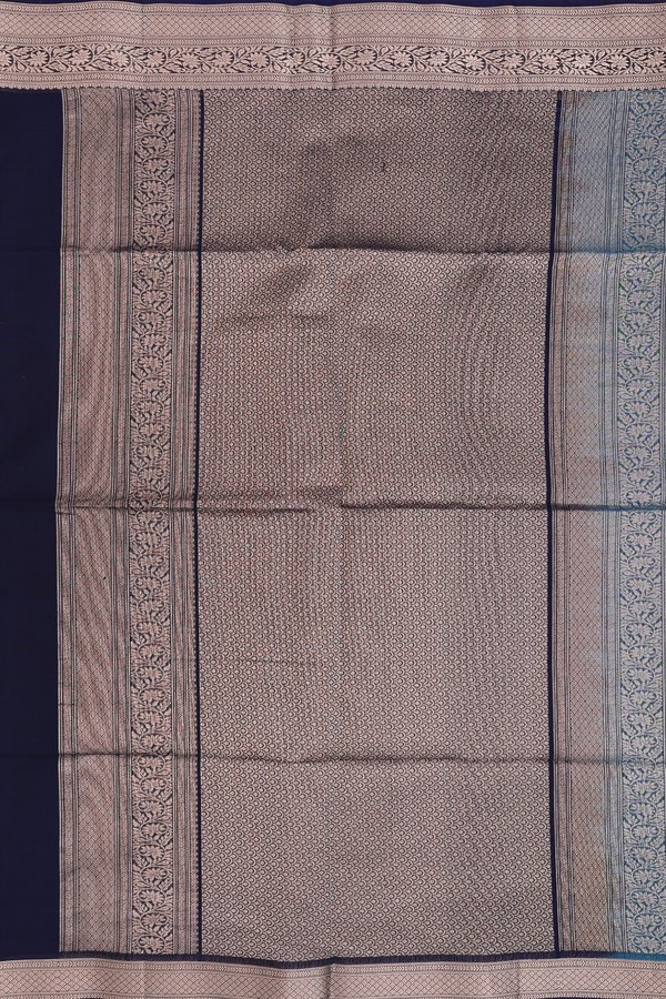 Kora Silk Cotton Saree In Cerulean Blue With Floral Buttas