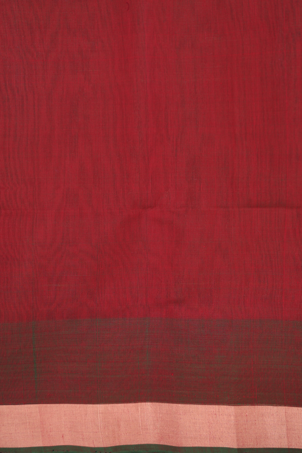 Kora Silk Cotton Saree In Chilli Red With Floral Buttas