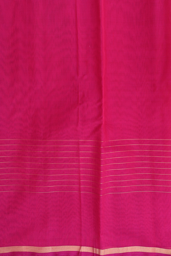 Kora Silk Cotton Saree In Coral Pink With Stripes Design
