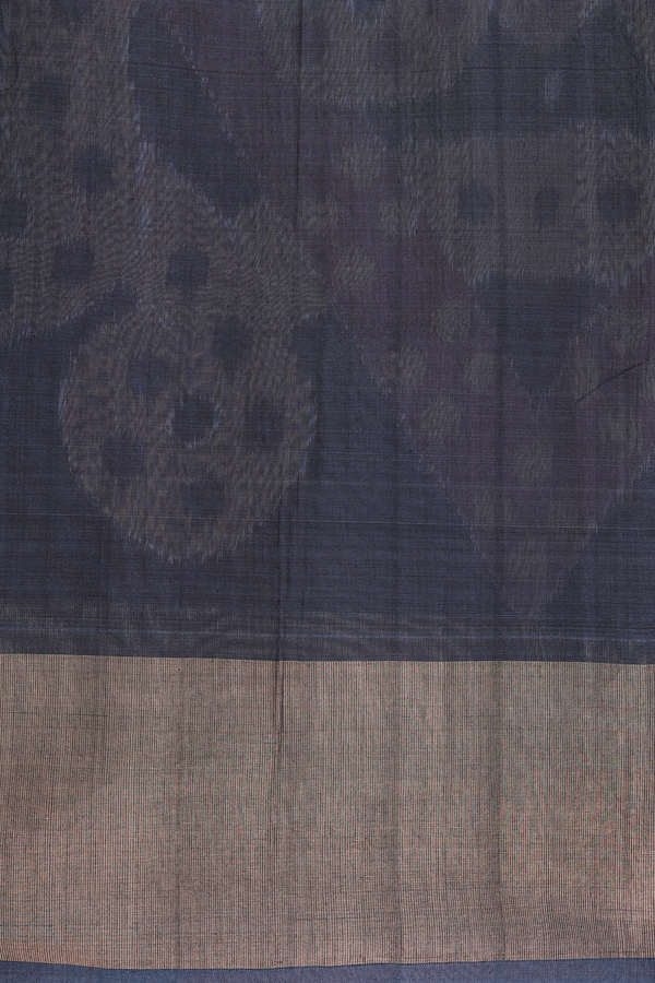 Kora Silk Cotton Saree In Crimson Red With Ikat Design