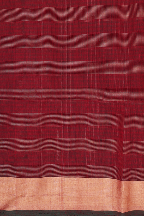 Kora Silk Cotton Saree In Crimson Red With Checks Design