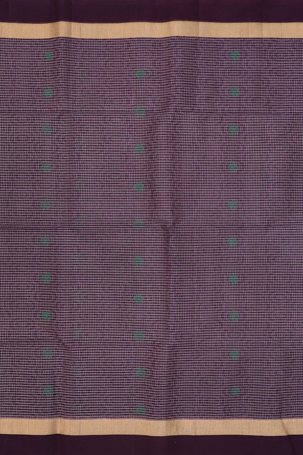 Kora Silk Cotton Saree In Dark Oak Brown With Allover Design