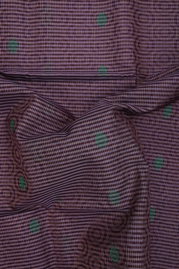 Kora Silk Cotton Saree In Dark Oak Brown With Allover Design