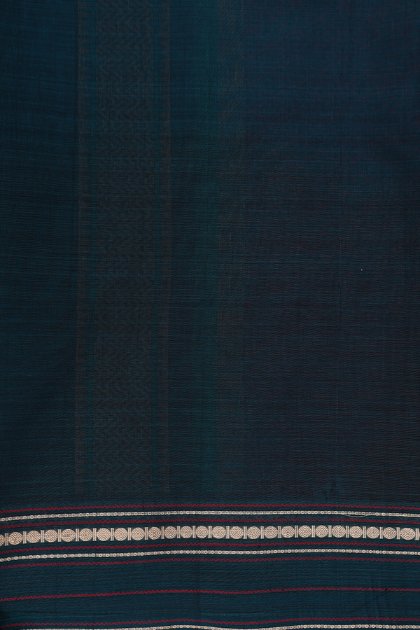 Kora Silk Cotton Saree In Dark Oak Brown With Threadwork Buttas