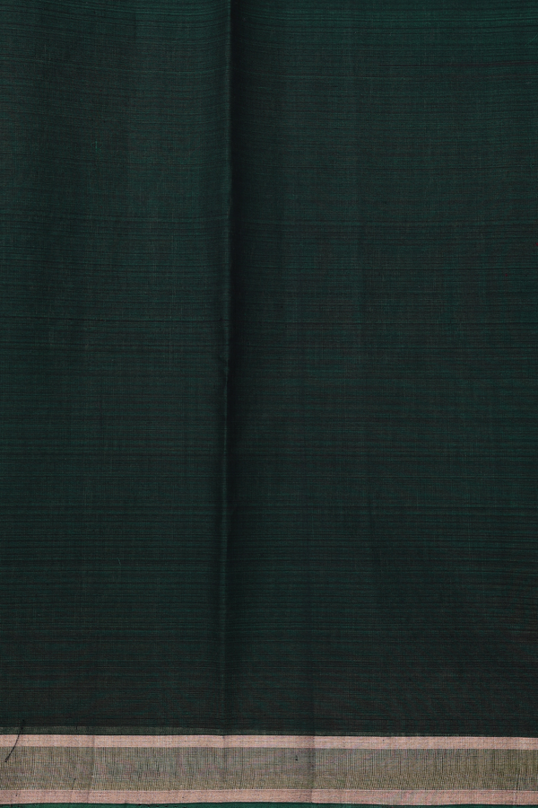 Kora Silk Cotton Saree In Dark Oak Brown With Paisley Buttas