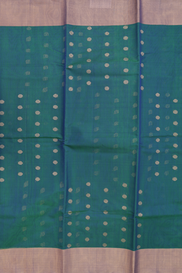 Kora Silk Cotton Saree In Dual Tone With Allover Buttas