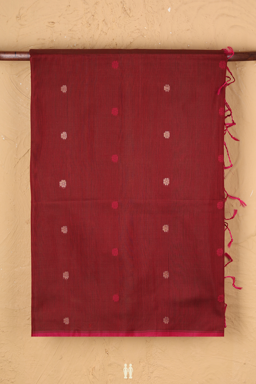 Kora Silk Cotton Saree In Dual Tone With Floral Buttas