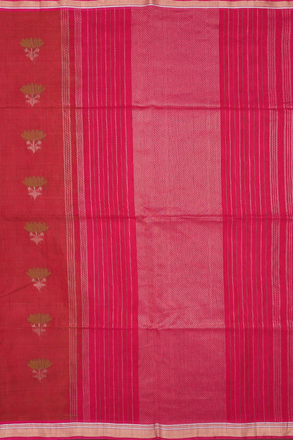 Kora Silk Cotton Saree In Dual Tone With Floral Motifs