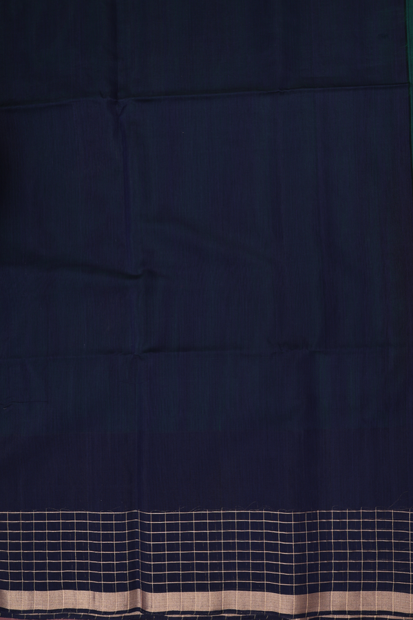 Kora Silk Cotton Saree In Dual Tone With Peacock Design