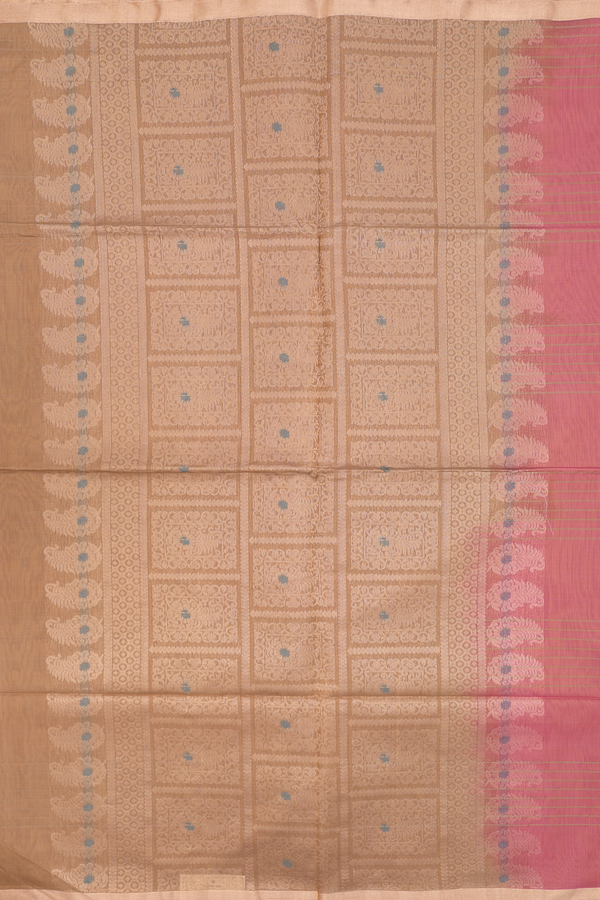 Kora Silk Cotton Saree In Dual Tone With Stripes Design