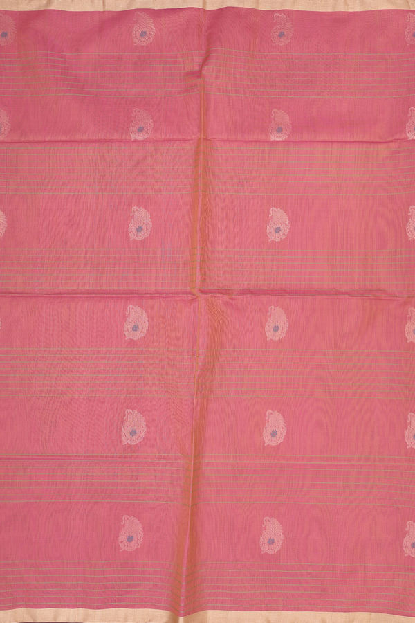 Kora Silk Cotton Saree In Dual Tone With Stripes Design