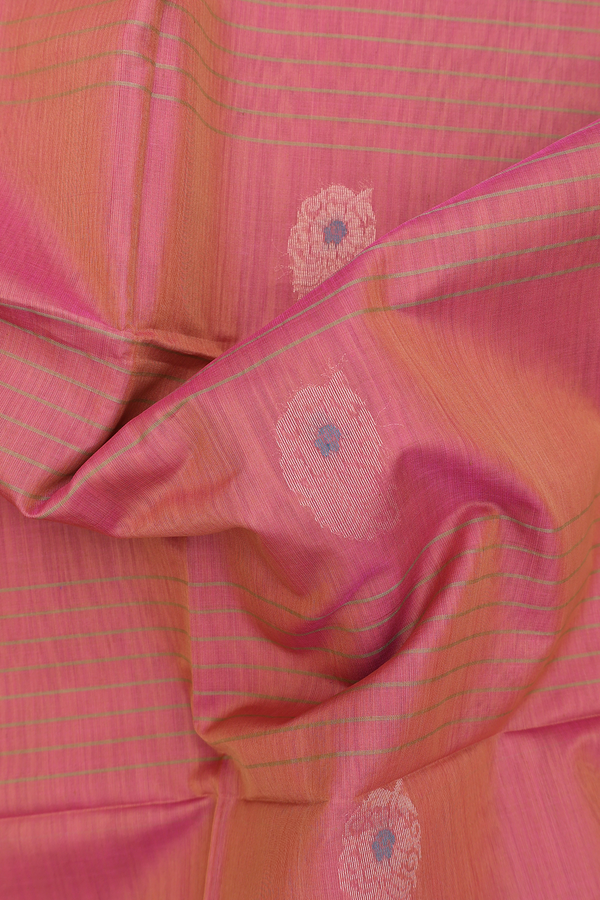 Kora Silk Cotton Saree In Dual Tone With Stripes Design