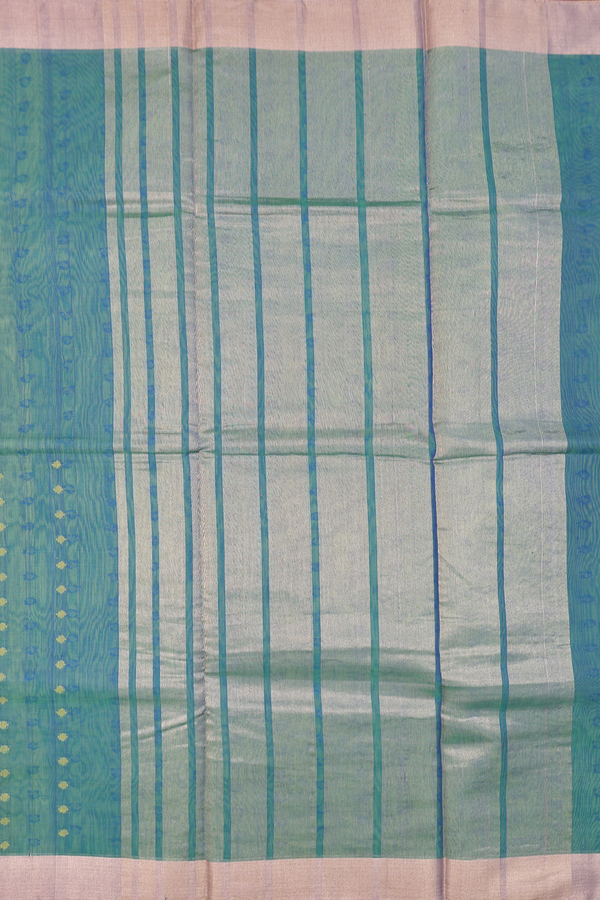 Kora Silk Cotton Saree In Dual Tone With Threadwork Buttas