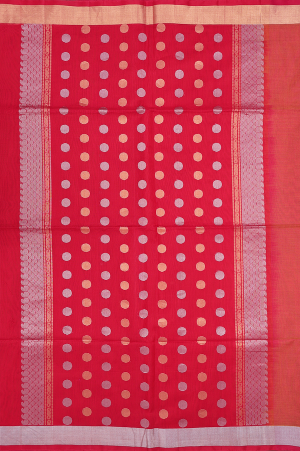 Kora Silk Cotton Saree In Dual Tone With Zari Buttis