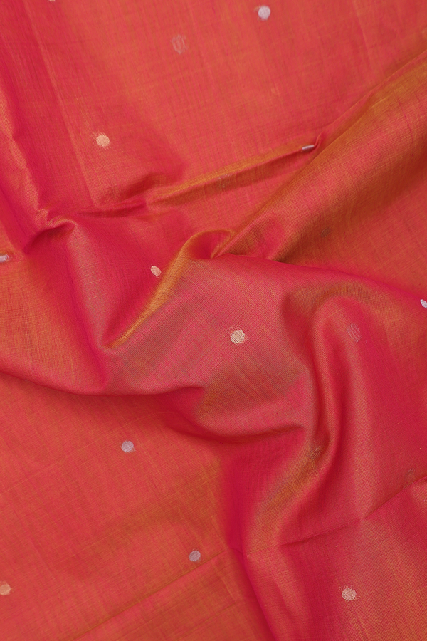 Kora Silk Cotton Saree In Dual Tone With Zari Buttis