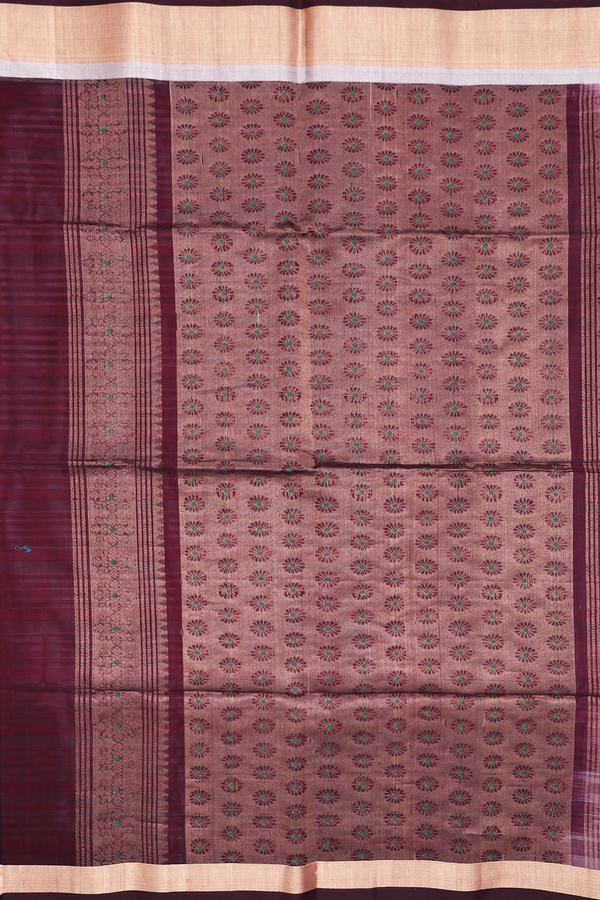 Kora Silk Cotton Saree In Dusty Purple With Stripes Design