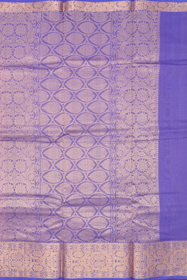 Kora Silk Cotton Saree In Dusty Violet With Floral Buttas