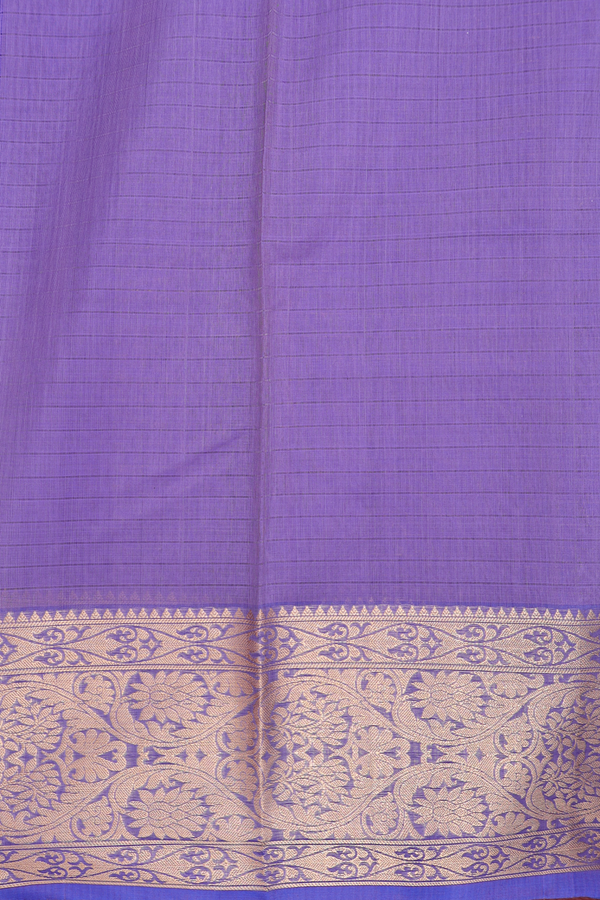 Kora Silk Cotton Saree In Dusty Violet With Floral Buttas