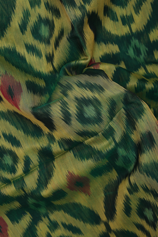 Kora Silk Cotton Saree In Emerald Green With Allover Design