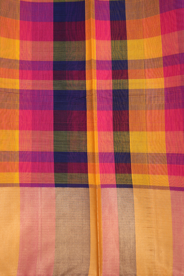 Kora Silk Cotton Saree In Fern Green With Allover Buttas