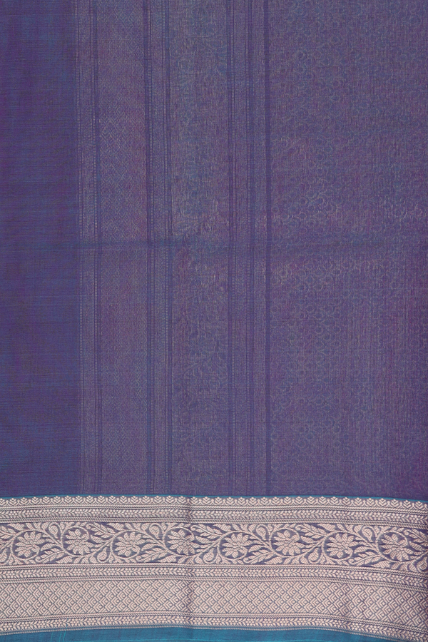Kora Silk Cotton Saree In Grape Purple With Floral Buttas