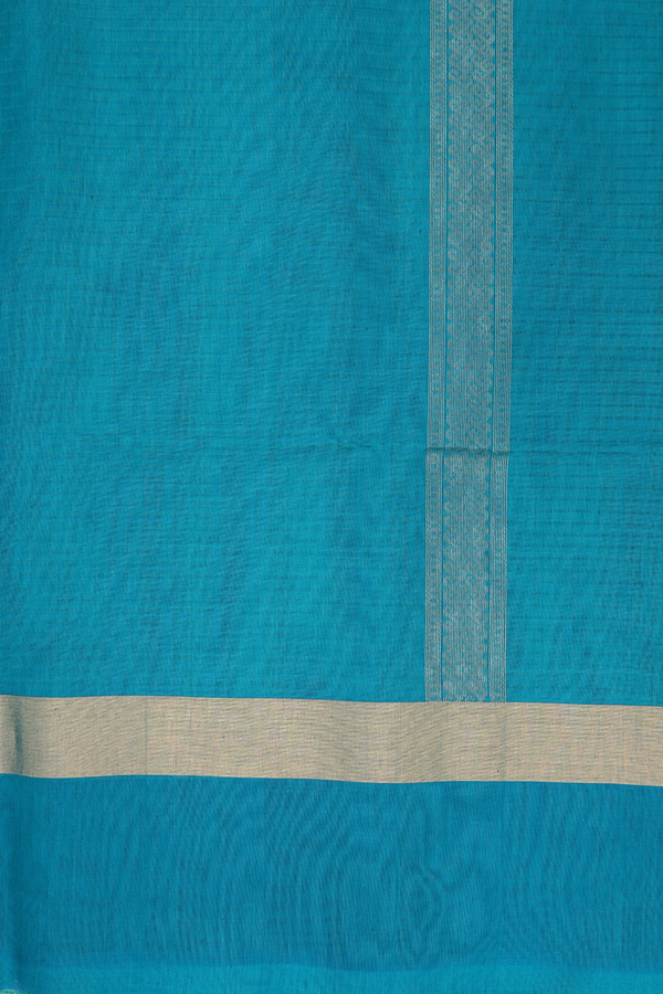 Kora Silk Cotton Saree In Green With Floral Motifs