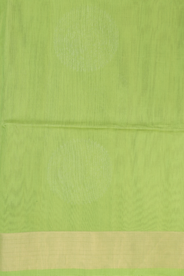 Kora Silk Cotton Saree In Green With Mandala Design