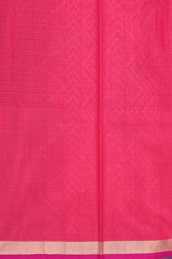 Kora Silk Cotton Saree In Green With Threadwork Design